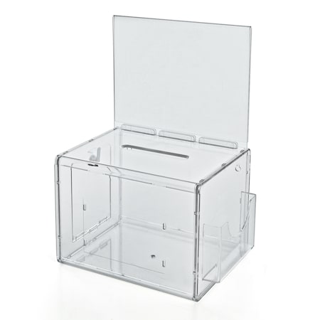 Clear Extra Large Lottery Box W/ Pocket, Lock And Keys